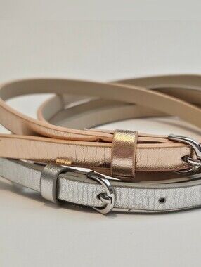 Women’s XS Metallic Skinny Belts - Silver & Rose Gold